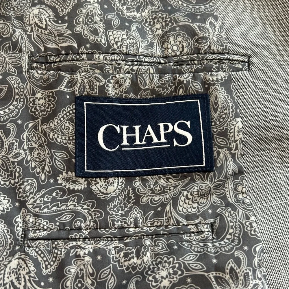 Chaps Mens Gray‎ Two Button Blazer Sport Coat Paisley Lining Size 44R